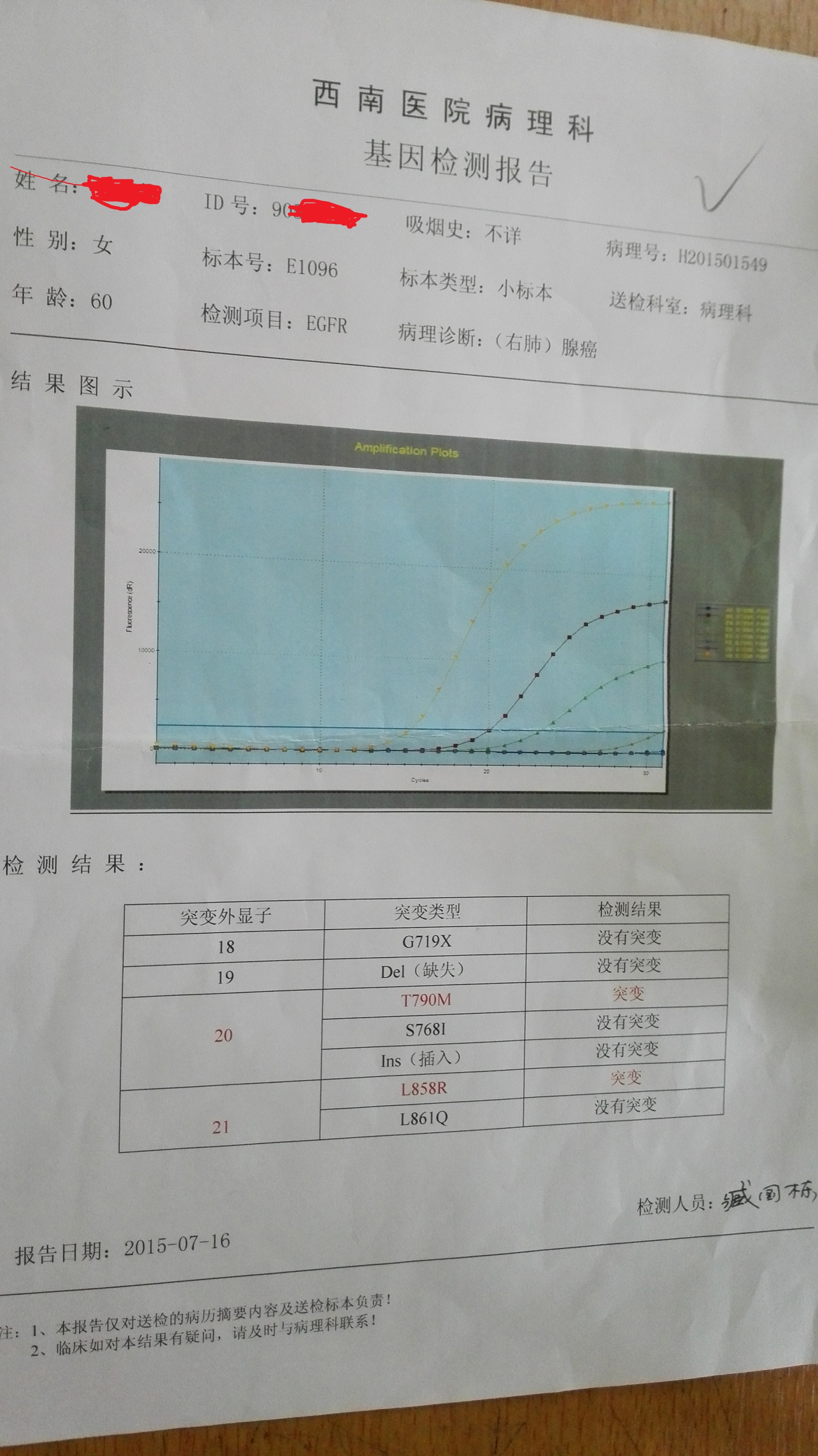 EGFR检测报告